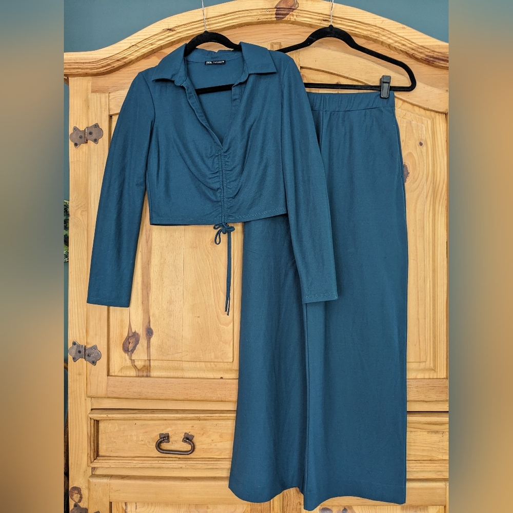 Zara Set, relaxed wide leg pant, Top
